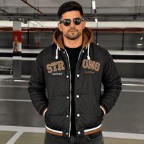 Jaqueta Masculina Bobojaco Strong Baseball College Casual Estilosa Com Botao E Ziper Blusa Frio