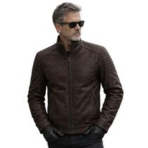 Jaqueta Masculina Couro PU Peluciada Forrada Premium Cor:MarromTamanho:GG Jaqueta Masculina Couro PU Peluciada Forrada Premium Cor:MarromTamanho:GG