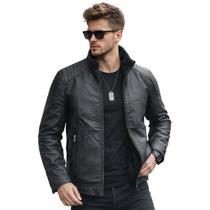 Jaqueta Masculina Couro PU Peluciada Forrada Premium Cor:PretoTamanho:G Jaqueta Masculina Couro PU Peluciada Forrada Premium Cor:PretoTamanho:G