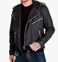 Jaqueta Masculina De Couro 100% Verdadeiro Premium Slin Biker