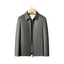 Jaqueta Masculina De Couro De Cabra Tamanho Grande Com Lapela, Moda Casual Primavera Outono