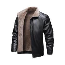 Jaqueta Masculina De Couro Forrada Com Lã Para Inverno, Corta-Vento, Estilo Retrô Motoqueiro Com Jaqueta Masculina De Couro Forrada Com Lã Para Inverno, Corta-Vento, Estilo Retrô Motoqueiro Com