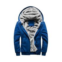 Jaqueta Masculina De Inverno Com Capuz De Fleece Grosso E Quente, Zíper, Casual, Esportiva, Tamanhos
