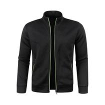 Jaqueta Masculina De Inverno Com Zíper Longo, Bloco De Cores, Pelúcia, Ajuste Slim, Casual E