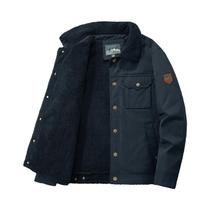 Jaqueta Masculina De Inverno Em Fleece Grossa E Quente À Prova De Vento Com Gola De Pelo Casual Para