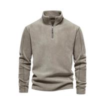Jaqueta Masculina De Lã Grossa E Quente AIOPESON Com Zíper No Pescoço, Moletom Soft Shell
