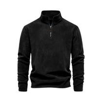 Jaqueta Masculina De Lã Grossa E Quente AIOPESON Com Zíper No Pescoço, Moletom Soft Shell