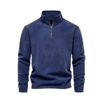 Jaqueta Masculina De Lã Grossa E Quente AIOPESON Com Zíper No Pescoço, Moletom Soft Shell