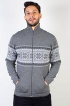 Jaqueta masculina de malha gola alta e bolsos 50596