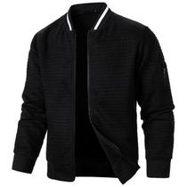 Jaqueta Masculina De Manga Longa Com Zíper, Cor Sólida, Moda De Rua Para Outono, Moletom Quente,