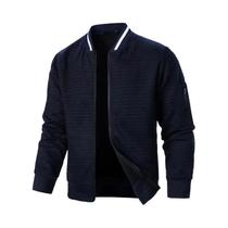 Jaqueta Masculina De Manga Longa Com Zíper, Cor Sólida, Moda De Rua Para Outono, Moletom Quente,