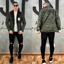 Jaqueta Masculina De Sarja Camuflada Peluciada com Tecido 03% de Lycra