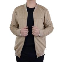 Jaqueta Masculina Docthos Slim Bomber Suede Bege 736233 Jaqueta Masculina Docthos Slim Bomber Suede Bege 736233