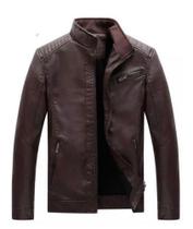 Jaqueta Masculina Elegante Moderna Resistente Marrom Motoqueiro Frio Slim Fit