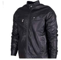 Jaqueta Masculina Elegante Moderna Resistente Preto Motoqueiro Frio Slim Fit