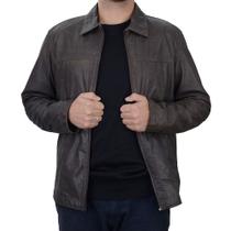 Jaqueta Masculina Jack Slim Couro Estonado Marrom - 00405 Jaqueta Masculina Jack Slim Couro Estonado Marrom - 00405