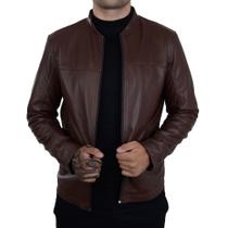 Jaqueta Masculina Jack Slim Couro Marrom - 00410 Jaqueta Masculina Jack Slim Couro Marrom - 00410