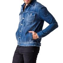 Jaqueta Masculina Jeans Estonada Azul Escuro Zune Jaqueta Masculina Jeans Estonada Azul Escuro Zune