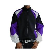 Jaqueta Masculina Leve Com Blocos De Cores, Casual, À Prova De Vento, Resistente Ao Desgaste, Tecido