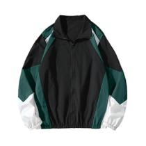 Jaqueta Masculina Leve Com Blocos De Cores, Casual, À Prova De Vento, Resistente Ao Desgaste, Tecido Jaqueta Masculina Leve Com Blocos De Cores, Casual, À Prova De Vento, Resistente Ao Desgaste, Tecido