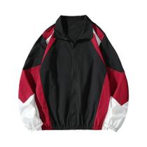 Jaqueta Masculina Leve Com Blocos De Cores, Casual, À Prova De Vento, Resistente Ao Desgaste, Tecido Jaqueta Masculina Leve Com Blocos De Cores, Casual, À Prova De Vento, Resistente Ao Desgaste, Tecido