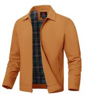 Jaqueta masculina leve TBMPOY Windbreaker marrom claro XXXL