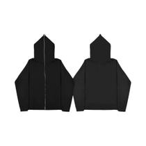 Jaqueta Masculina Oversized Preta Com Capuz Estilo Harajuku, Moletom Retro Com Zíper E Manga Longa Jaqueta Masculina Oversized Preta Com Capuz Estilo Harajuku, Moletom Retro Com Zíper E Manga Longa