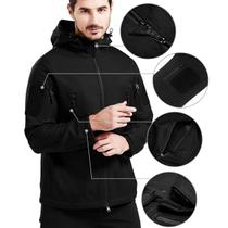 Jaqueta Masculina Preta Impermeável Outdoor Rossi GG Motoqueiro Forrada com Capuz Quente Inverno