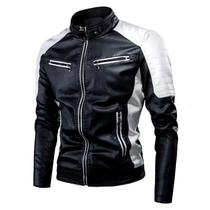 Jaqueta masculina Pu fina jaqueta de couro moda costura retro Jaqueta masculina Pu fina jaqueta de couro moda costura retro