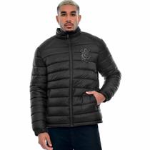 Jaqueta Masculina Puffer Com Capuz Oficial Corinthians