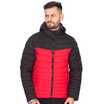 Jaqueta Masculina Puffer Nylon Bicolor Capuz Bolsos