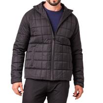 Jaqueta Masculina Puffer Nylon com Ziper Preta Zune