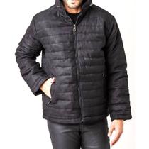 Jaqueta Masculina Puffer Suede Com Capuz Preta Zune