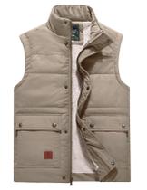 Jaqueta masculina Puffer Vest Flygo, acolchoada quente, forrada de lã, de inverno