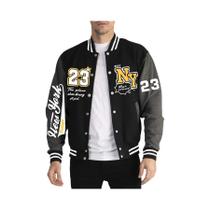 Jaqueta Masculina Quente E Moderna Estilo Beisebol Com Estampa De Letras Artísticas Nova York 23,
