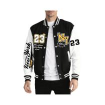 Jaqueta Masculina Quente E Moderna Estilo Beisebol Com Estampa De Letras Artísticas Nova York 23,