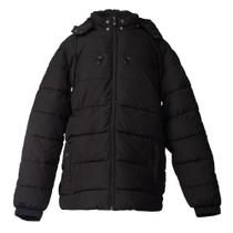 Jaqueta Masculina Sea Surf Puffer Capuz Bolsos Preto