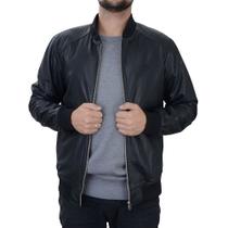 Jaqueta Masculina Spirito Santo Leather Bomber Couro Preta - 116207