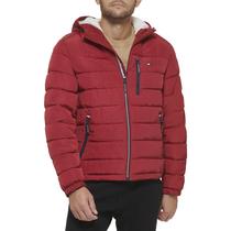 Jaqueta Masculina Tommy Hilfiger Vermelha - Peso Médio, Forrada em Sherpa - Tamanho Grande