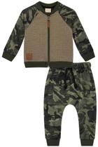 Jaqueta Masculino Calça Moletom Militar Conjunto Infantil Moda Inverno Frio Estiloso Confortável