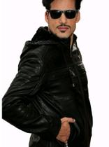 Jaqueta material sintético ecológico masculino forrada peluciada com toca Jaqueta material sintético ecológico masculino forrada peluciada com toca