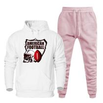 Jaqueta Moletom Canguru Capuz e Calça Cordao Ajustavel Flanelada Unissex Estampa Futebol Americano Jaqueta Moletom Canguru Capuz e Calça Cordao Ajustavel Flanelada Unissex Estampa Futebol Americano