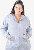 Jaqueta Moletom Flanelada Feminina com Bolso e Capuz Inverno
