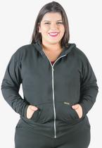 Jaqueta Moletom Flanelada Feminina com Bolso e Capuz Inverno