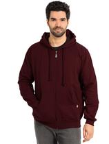 Jaqueta Moletom Masculina Anistia Aberto Liso com Capuz Bordo