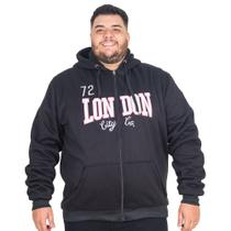 Jaqueta Moletom Masculina Plus Size Peluciada Bordada London