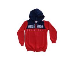 Jaqueta Moletom Viston Com Capuz e Silk Vermelho com Marinho Cód: 174