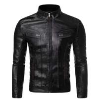 Jaqueta Motoqueiro Masculina Forrada Resistente Água Bolsos Zíper Jaqueta Motoqueiro Masculina Forrada Resistente Água Bolsos Zíper