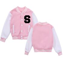 Jaqueta NICNZQI Kids Varsity Bomber Baseball com casaco de bolso Jaqueta NICNZQI Kids Varsity Bomber Baseball com casaco de bolso