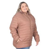 Jaqueta Nylon Plus Size Feminina Peluciada Capuz Removível